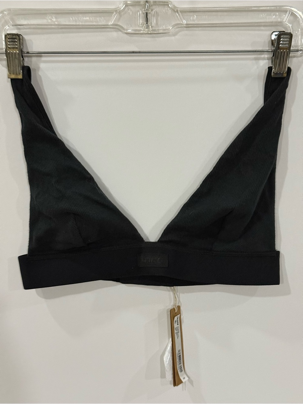 SKIMS Black Ribbed V-Neck Bralette